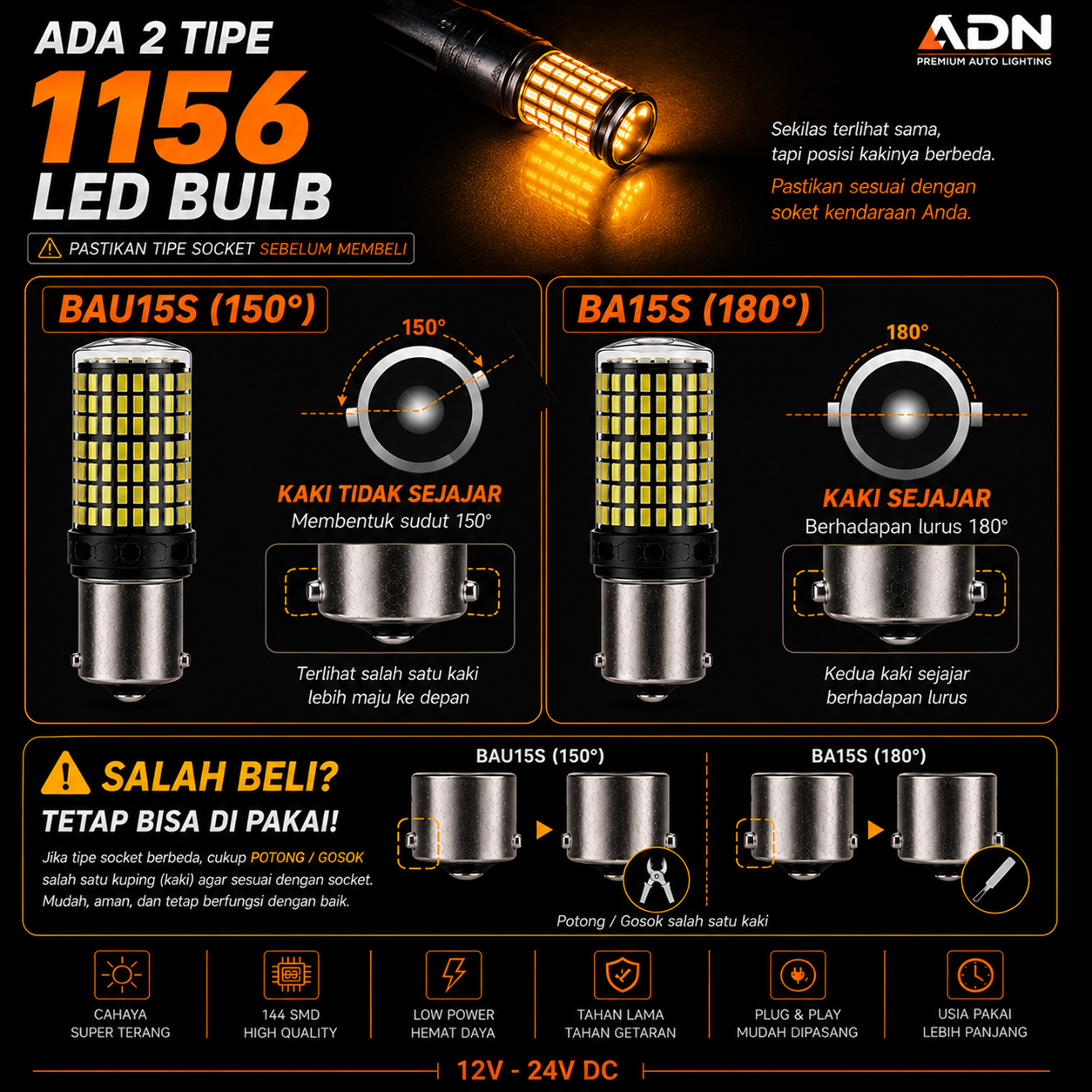 lampu led sein 1156 canbus / no hyper flash / ba15s / bau15s 144 smd pcs by adn bayonet lampu led sein 1156 canbus / no hyper flash / ba15s / bau15s 144 smd pcs by adn bayonet