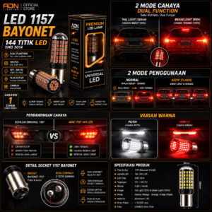 lampu led rem 1157 bayonet putar 144 titik smd canbus no eror pcs 2 kaki putar